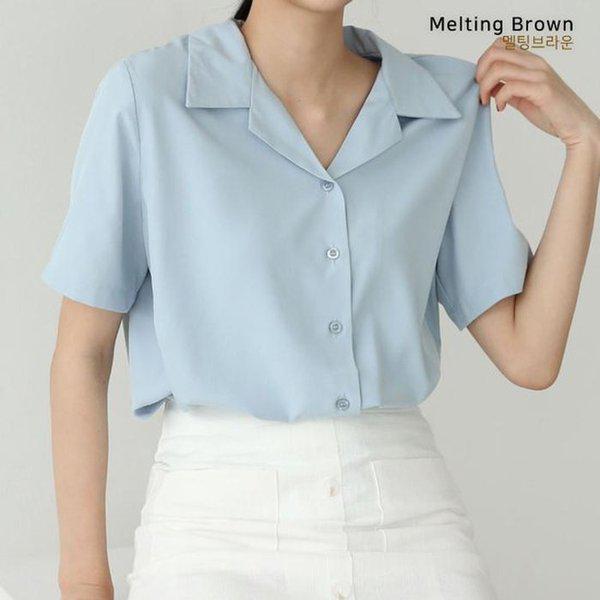 女性オープンカラー夏ブラウス IT03