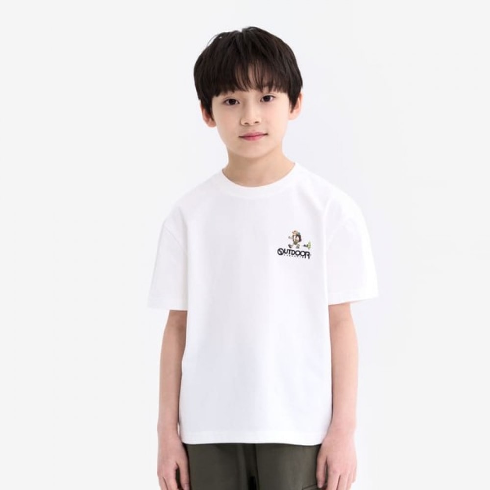 [アウトドア用品キッズ] ハイキングバックグラフィック半袖Tシャツ (アイボリー) OD252ISS09_IVY