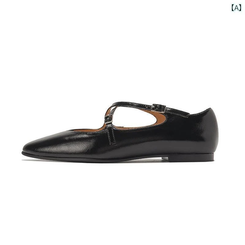 【早い者勝ち！】靴 レディース パンプス ローヒール 低め おしゃれ クロスバックル フラット シューズ メリージェーン レトロ シルバー 革オフィス フレンチ バレエ