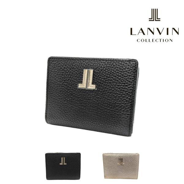 LANVIN ラブレーパース 二つ折り財布 折り財布 財布 さいふ サイフ ウォレット 牛革 使いやすい レディース 母の日 ギフト プレゼント ブラック 65-6800
