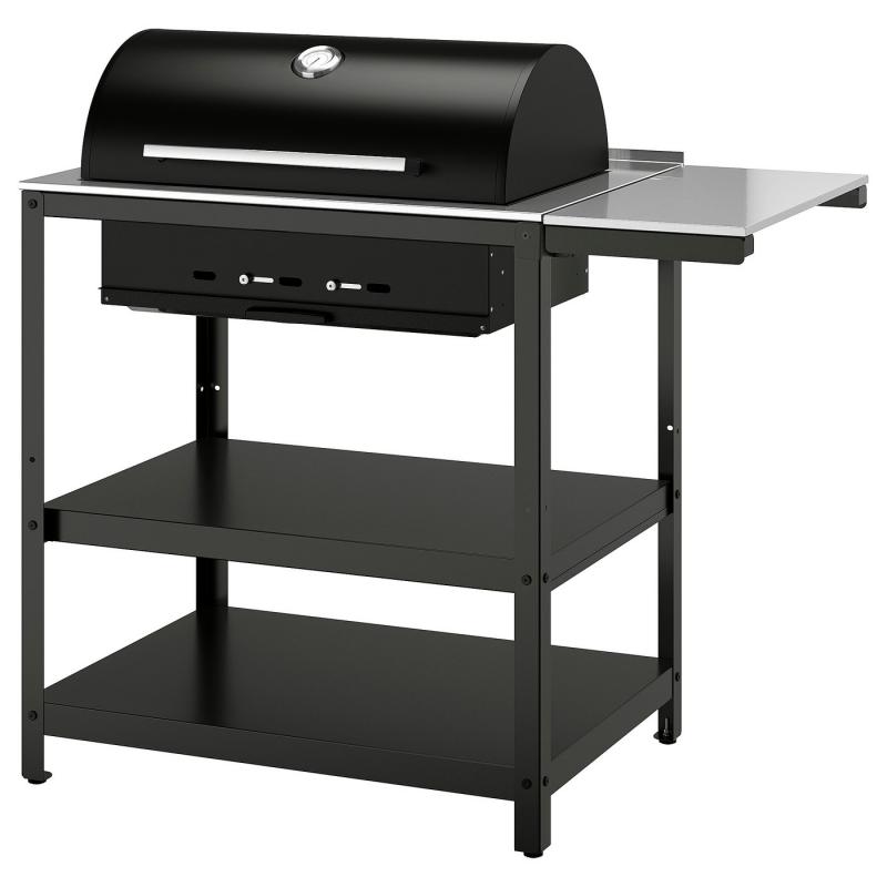 GRILLSKAR グリルシェール 炭火焼きバーベキューグリル サイドテーブル付き - ステンレススチール/屋外用 93/116x61 cm
