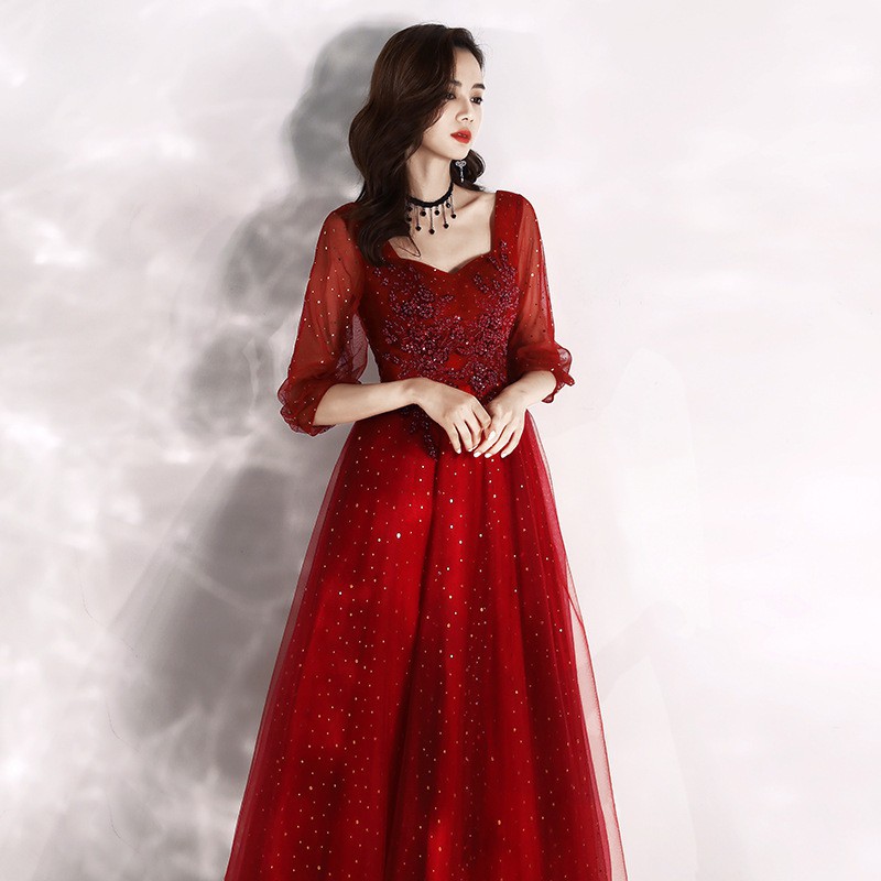 トースト服 女性 2023年新作 妊婦 お腹カバー 痩せ見え 大きいサイズ 結婚式 花嫁 ホームドレス ロング ワインレッド 5,302円