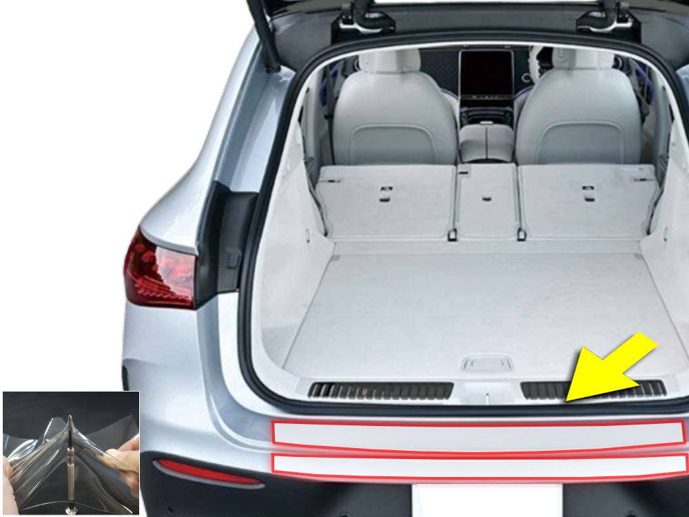 リアステップガード (ベンツ EQE V295 SUV) 車種専用 カット済み 傷防止フィルム プロテクションフィルム 車種専用カット済み リアステップ 保護フィルム キズ防止 保護 クリア 透明 メ