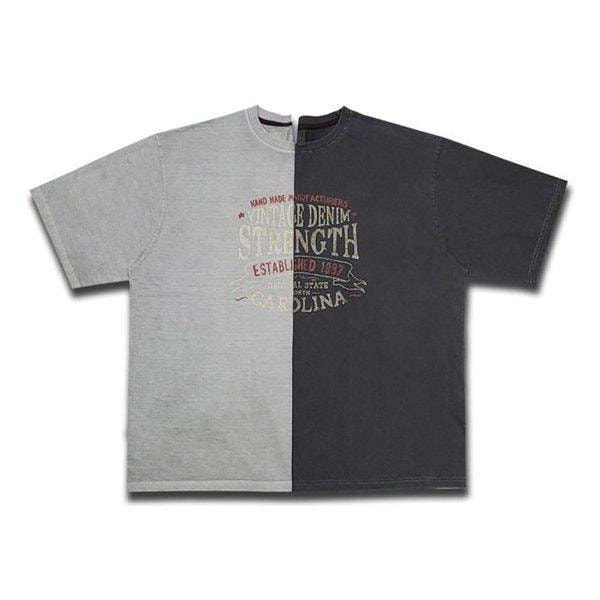 男女共用 ヴィンテージ ピグメント ラウンド 半袖 Tシャツ OF-TSH-Q009-グレー