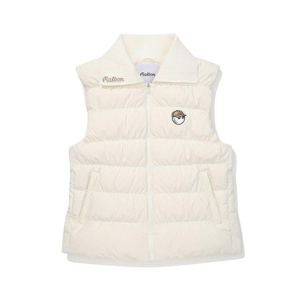 [マルボン公式] 女性ニット襟軽量ダウンベスト IVORY (WOMAN)