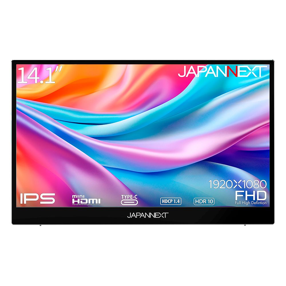 JAPANNEXTジャパンネクスト モバイル液晶ディスプレイ(14.1型/IPS/FullHD 1920×1080/60Hz/16ms/HDR10/miniHDMI/USB Type-C)(ブラック