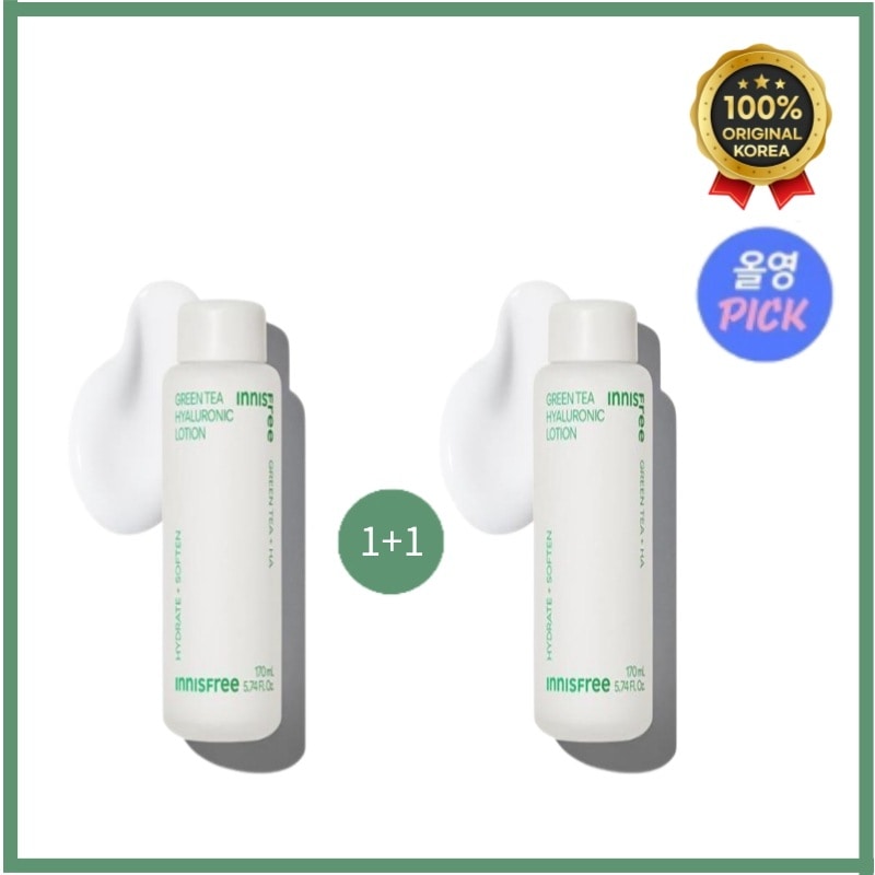 Innisfr** [水分鎮静]イニスフリ** グリーンティー ヒアルロン酸 ローション1+1(170ml+170ml) 柔らかく滑らかな油水分バランス水分ローション