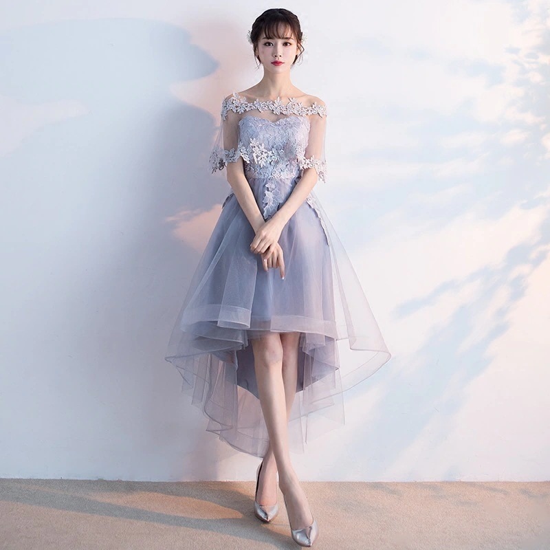 緊急SALE!!!2枚1OO円OFF！ 2025夏新作ワンショルダーフロントショートバック丈薄手パーティー小物ドレスドレスレディース ワンピース パーティードレス