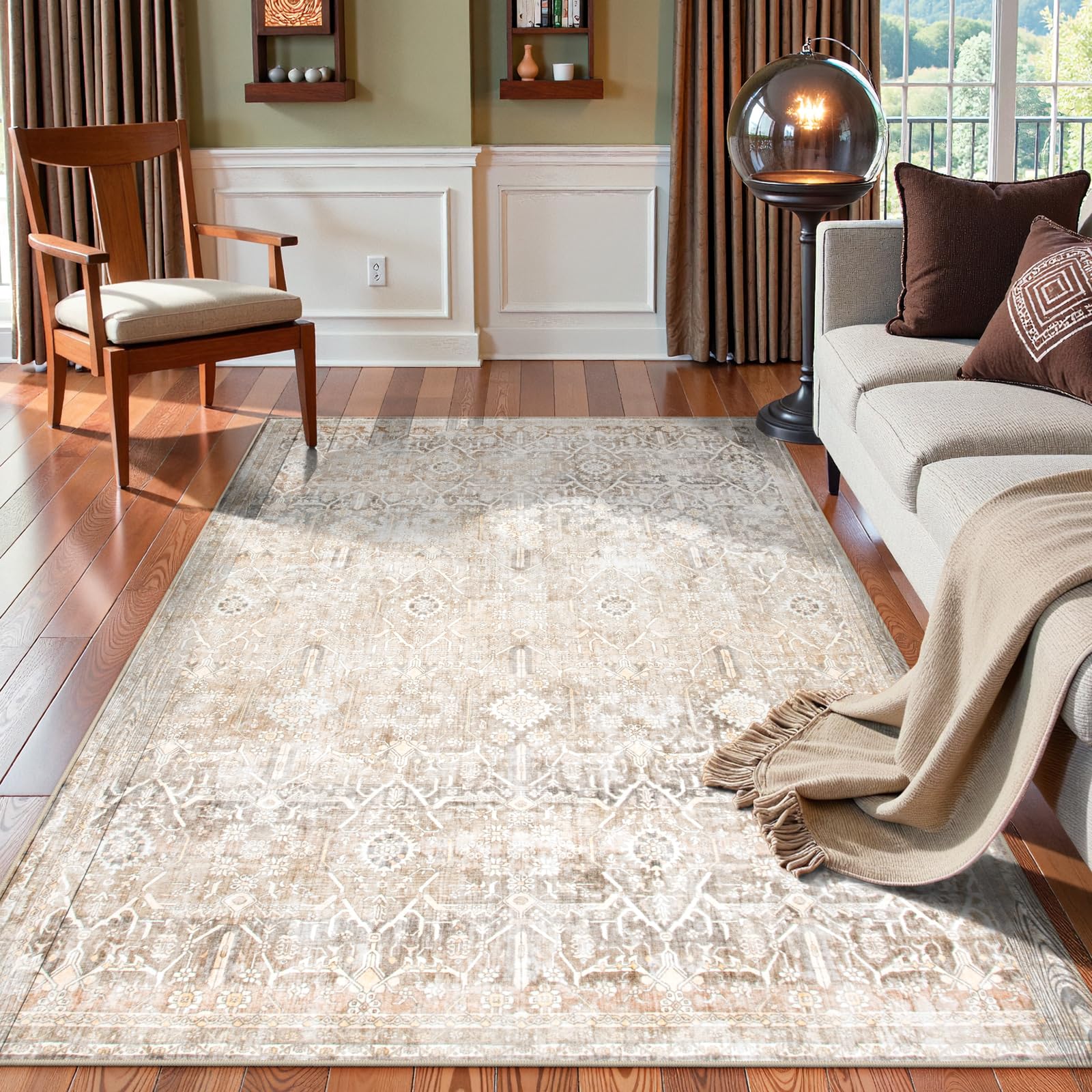 HAOCOO ラグ カーペット 約1.5畳 洗える 140×200cm ホットカーペット対応 絨毯 ペルシャ風 ラグマット ふわふわ オールシーズン適用 滑り止め 防ダニ 防臭 軽量 防音 室内用 デ