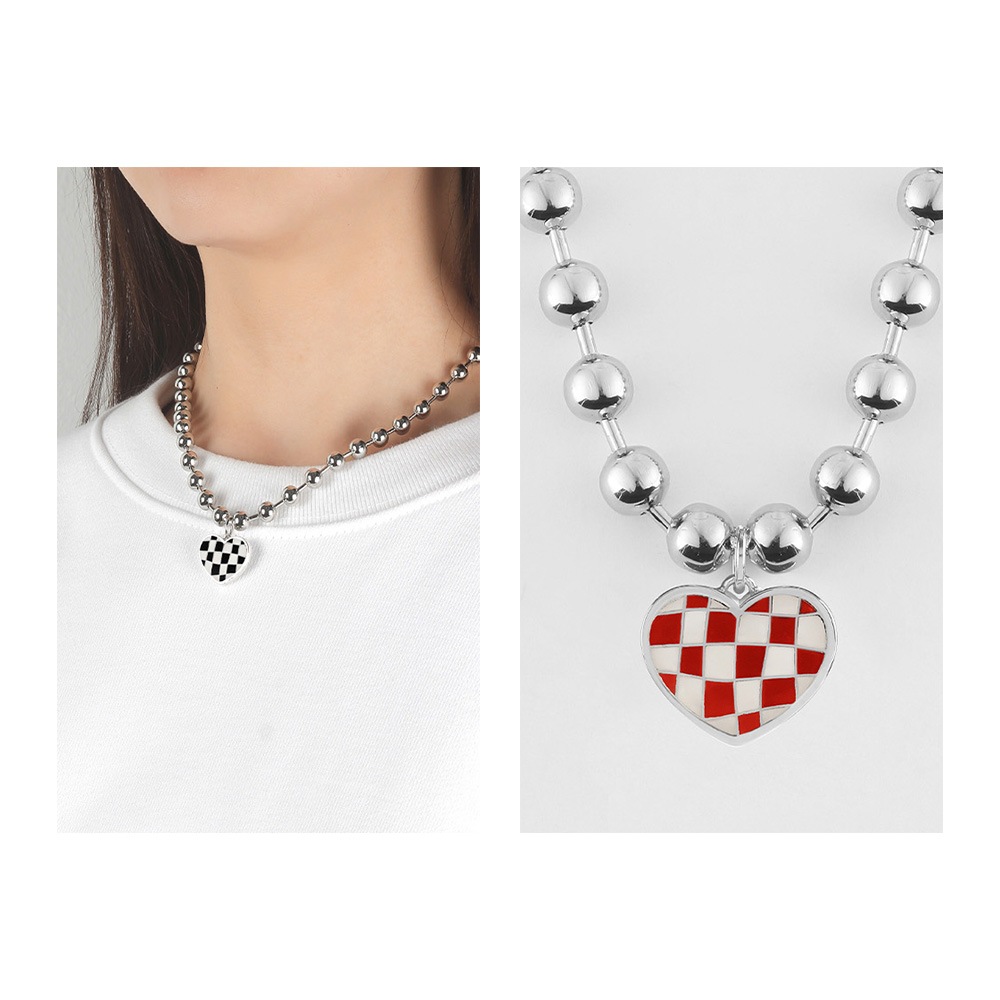 チェックラブネックレス(ボール 6mm)デイリーネックレス 韓国ジュエリー シンプルアクセサリー 韓国の人気ブランド