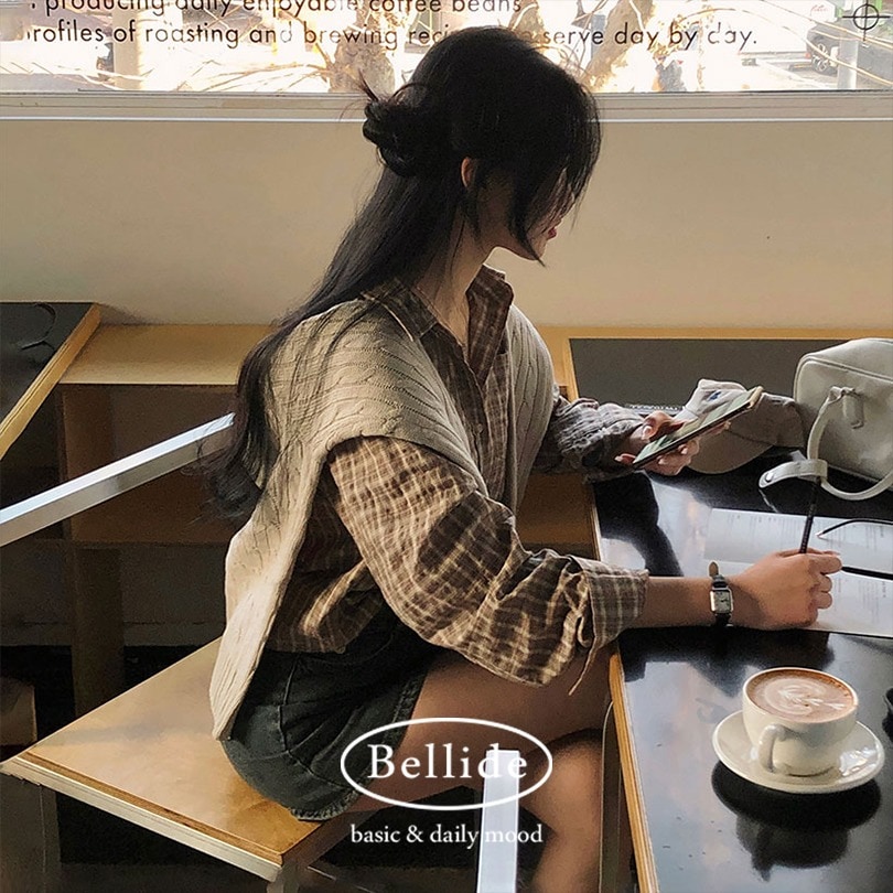 [BELLIDE MADE] カジュアルクロップドチェックシャツ bs1162