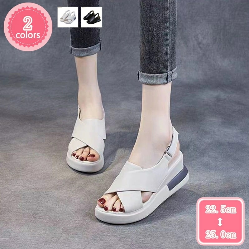 1000円OFFクーポン サンダル ウェッジヒール 厚底 レディース 8cmヒール 大きいサイズ ストラップ レザー オープントゥ 二次会 パーティー 痛くない 柔らか カジュアル かわいい バックス