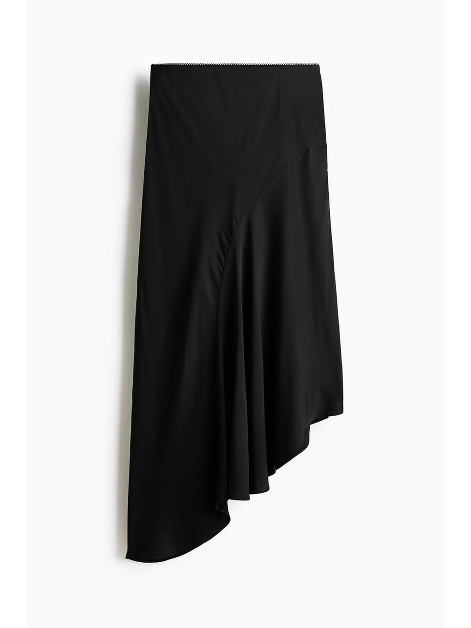 H&M アシンメトリックサテンスカートブラック 1340887005
