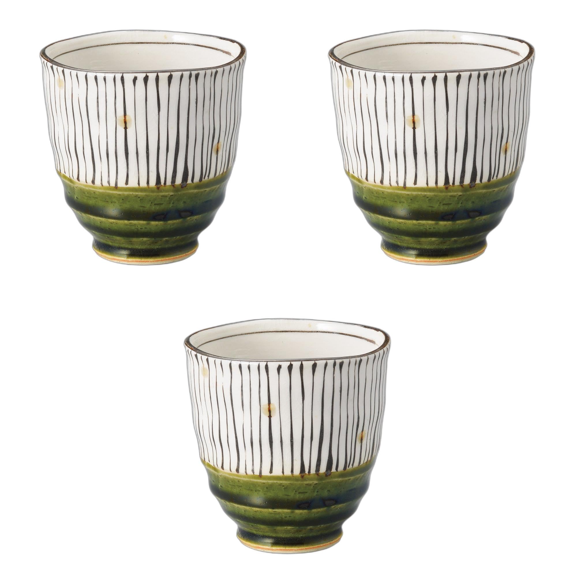 セトモノホンポ(Setomonohonpo) 3個セット 織部十草湯呑（大） [ 8×8.5cm ] 湯呑陶磁器