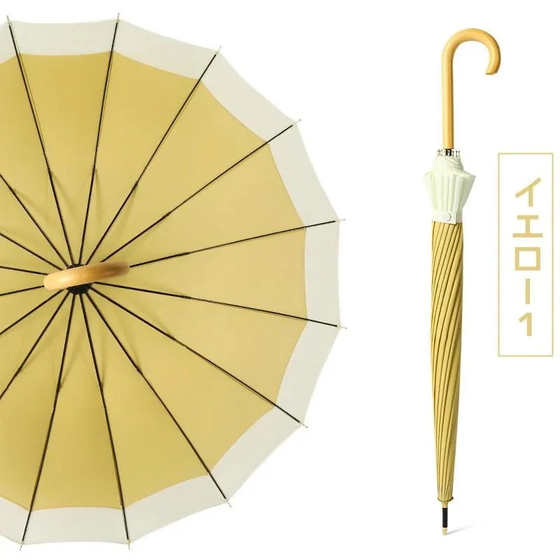 レディース 長傘 雨傘 バンブーハンドル おしゃれ 16本骨 大きめ 超撥水 バンブー 日傘 ジャンプ傘 かさ カサ 折れにくい 竹ハンドル 晴雨兼用 ワンタッチ 6783