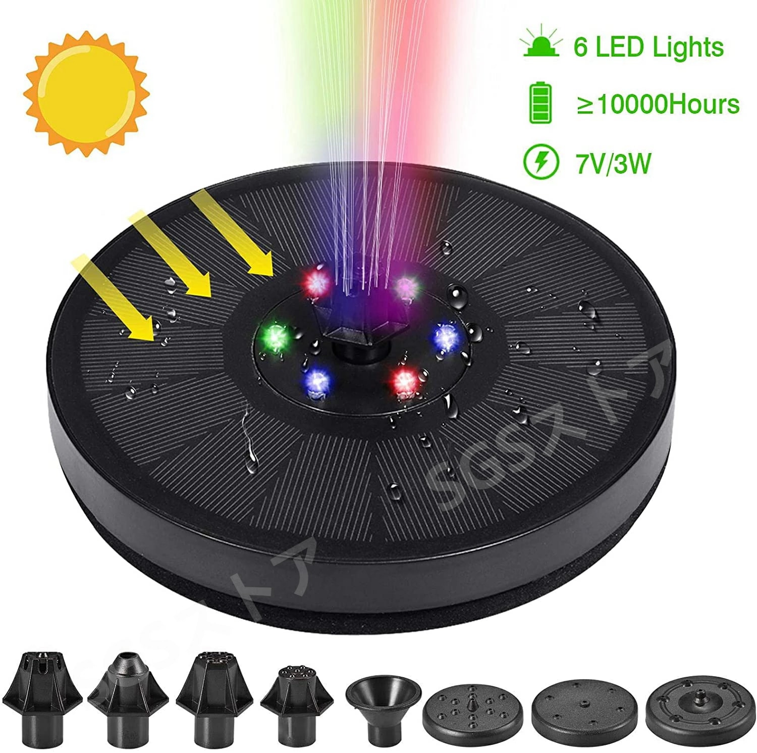 ソーラーポンプ ソーラー噴水 屋外 バードバス 噴水ポンプ ガーデン用噴水 太陽光充電 LEDライト付き 水面に設置 ウォーターポンプ 酸素供給 水循環 アタッチメント付 ガーデン 池 ポンド プール 5,502円