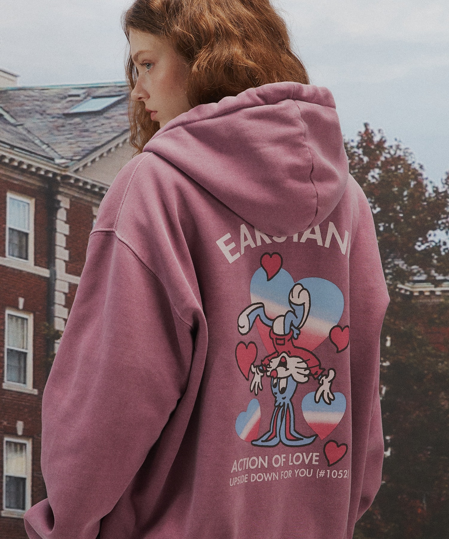 【CPGN】[2-WAY]EARSTAND PIGMENT HOOD ZIPUP DUSTPINK