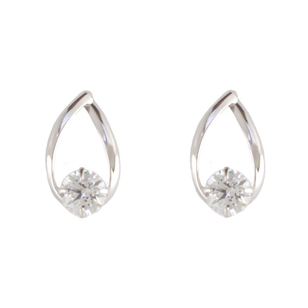 ピアス 正規品 レディース しずくモチーフピアス ジュエリー アクセサリー シンプル キュービックジルコニア K10ホワイトゴールド 女性 プレゼント ギフト 祝い