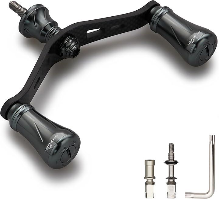 90mm リール ハンドル シマノ ダイワ 通用 1.5K炭素布 カーボンクランクハンドル スピニングリール用 Chess Series(19mmノブ搭載 - ダークグレー(22ST)