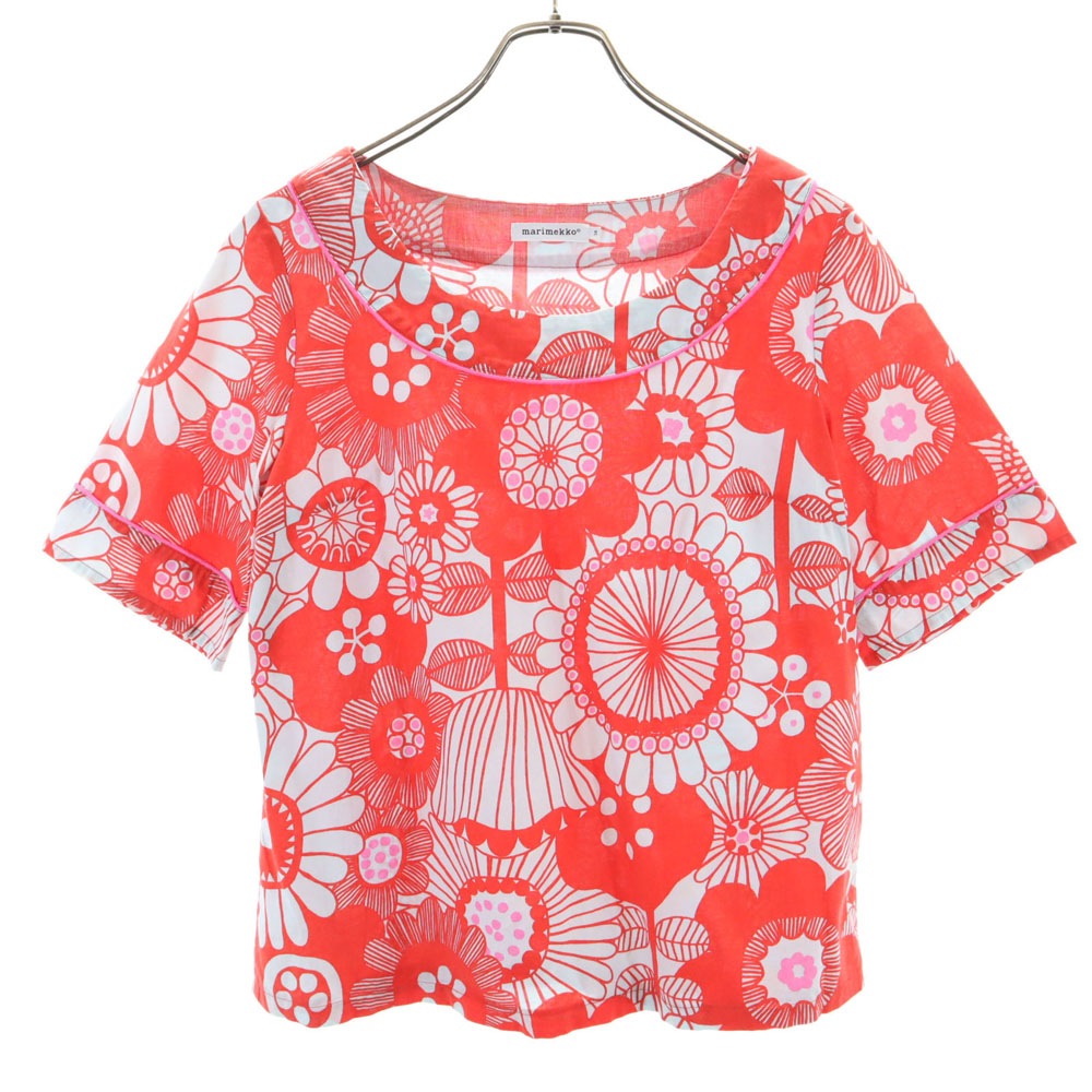 総柄 半袖 カットソー 36 レッド系 レディース