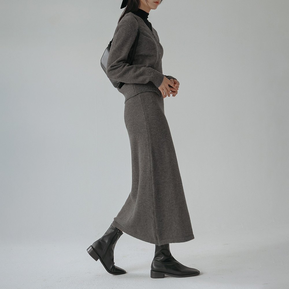 ペニーソフトニットカーディガンスカート2ピースセット