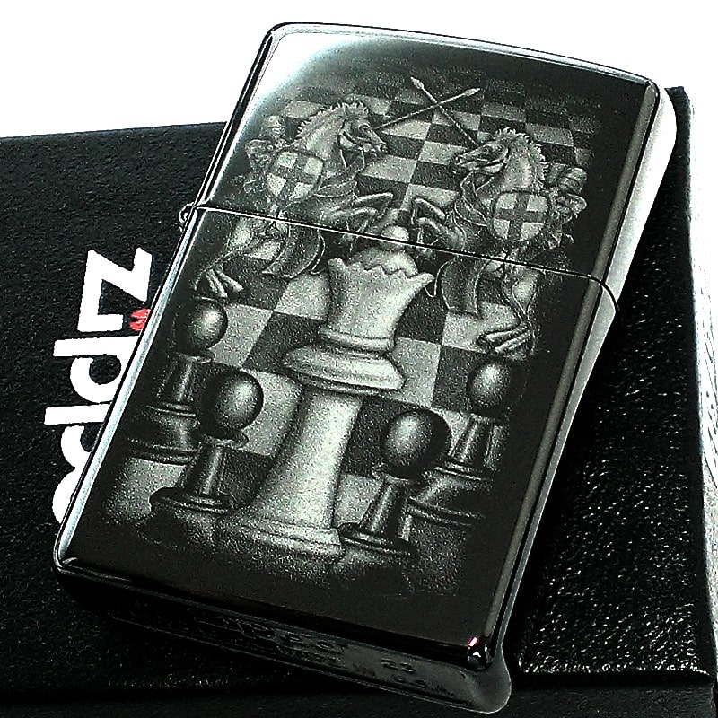 ZIPPO ライター ブラックアイス チェスデザイン ジッポ かっこいい Chess Design レーザー彫刻 メンズ おしゃれ 黒 プレゼント ギフト 7,225円