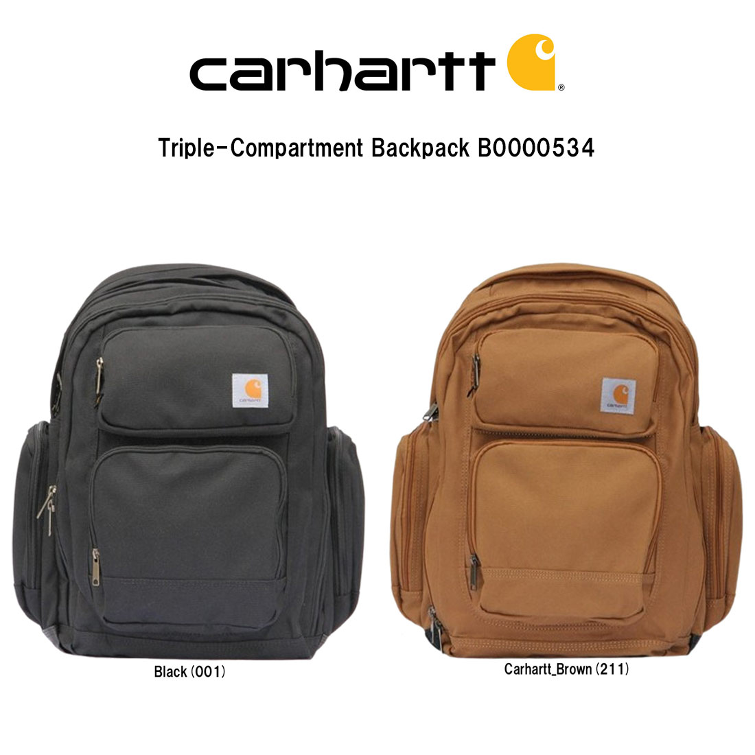 Carhartt バックパック リュック バッグトリプルコンパートメント 大容量 ロゴ 通勤 通学 35L Triple-Compartment Backpack B0000534