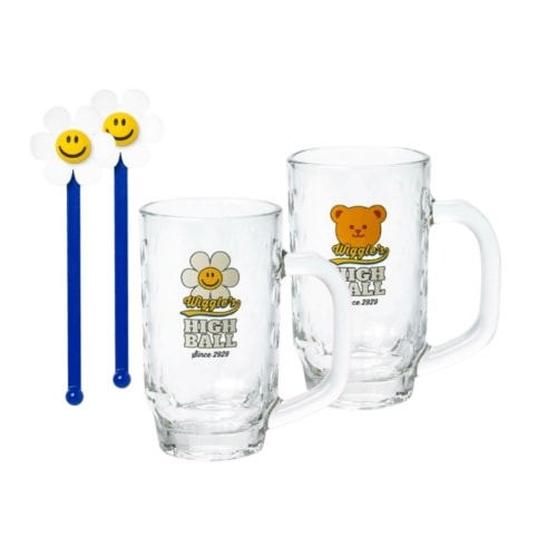 ウィグルウィグル カップ スマイルデイジー ウィグルベア ハイボール ビール グラス セット 410ml