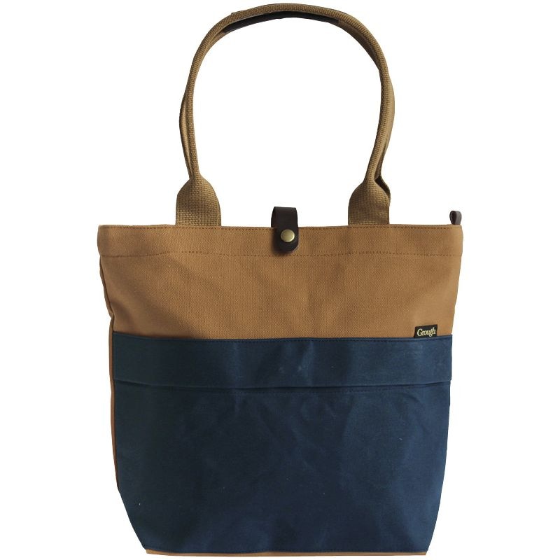 そだてる帆布Grough パラフィン加工帆布xレザー トートバッグ ネイビーxブラウン 8,172円