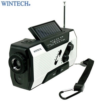 WINTECH 防滴 手回し充電 ラジオライト KDR-201WP ホワイト ウィンテック【送料無料】