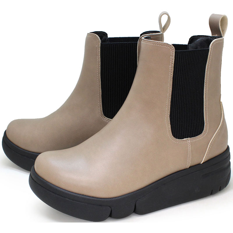 厚底軽量サイドゴアブーツ カジュアル シューズ (re163c-oak)