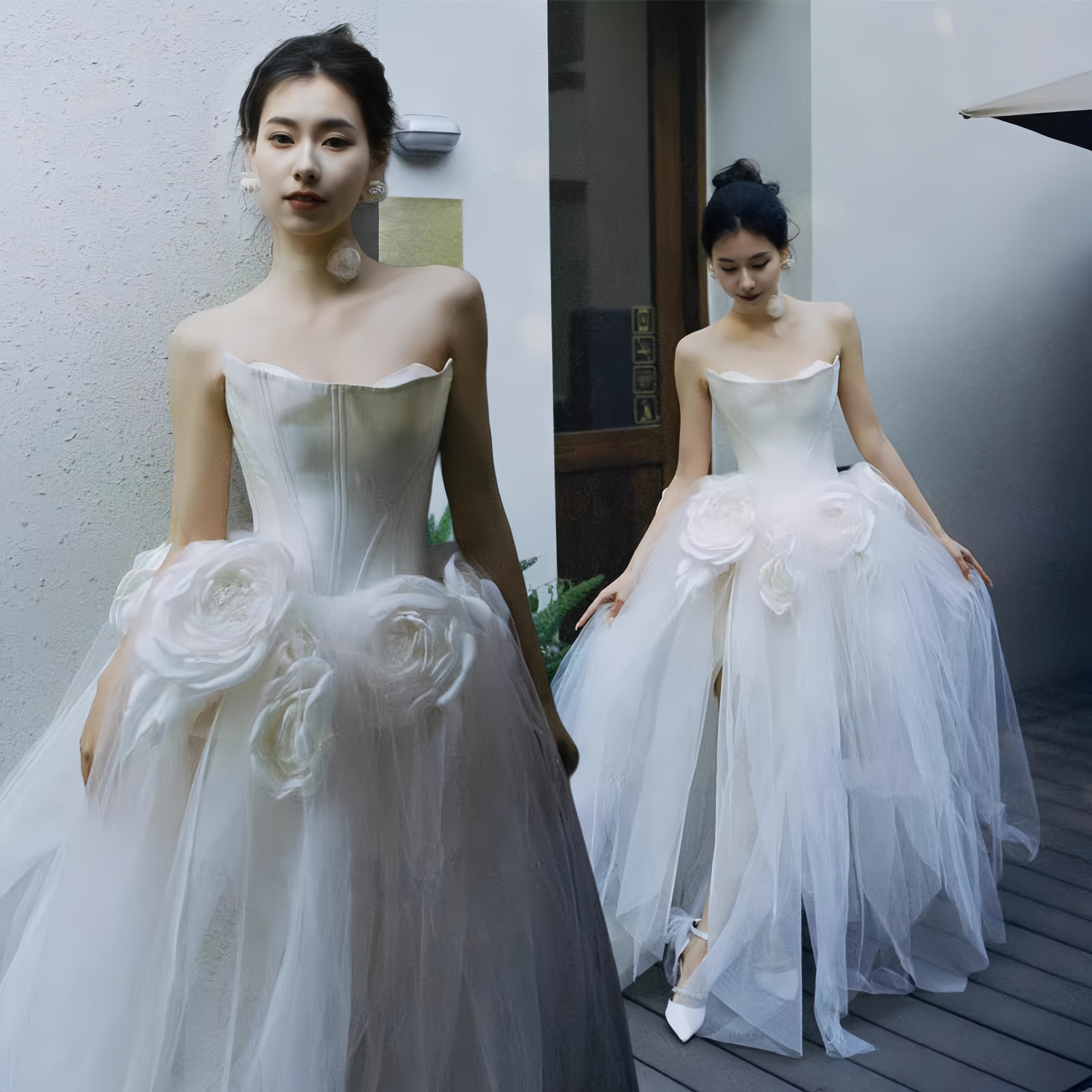 森系 パーティードレス ウェディングドレス 立体花 花嫁ロングドレス 結婚式 二次会 エレガント お呼ばれ 挙式 簡約 姫系発表会 コンサート 韓国ファッション ポンポンスカート 11,703円