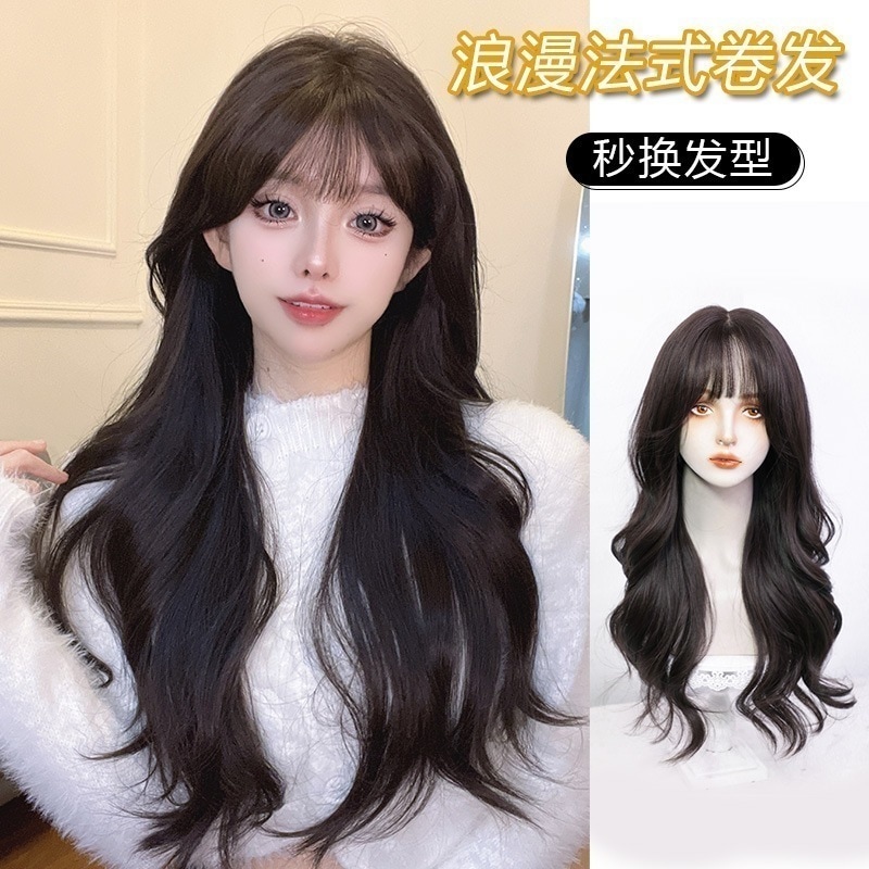フルレースウィッグ手編みフロントレースウィッグロング巻き毛ストレートヘアフルカシャ模擬ウィッグ生放送ヒット