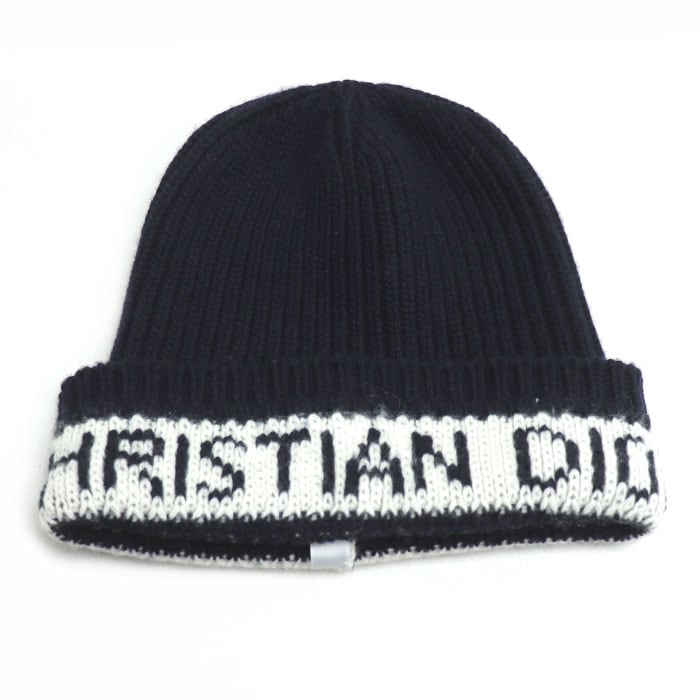 Dior ディオール ロゴ ニット帽 ニットキャップ ネイビー 31NOE714IXGH ユニセックス 中古 美品