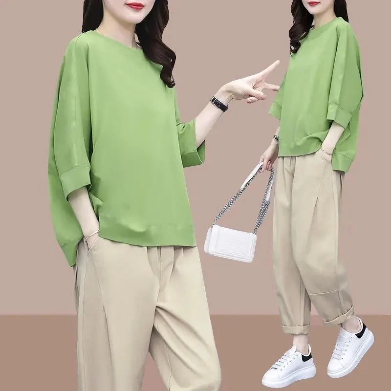 涼しく楽ちんセットアップ レディース 夏 2024夏新型痩せ見え洋気減齢2点セット 韓国 半袖 ルームウェア セットアップ スウェット上下セット スーツ