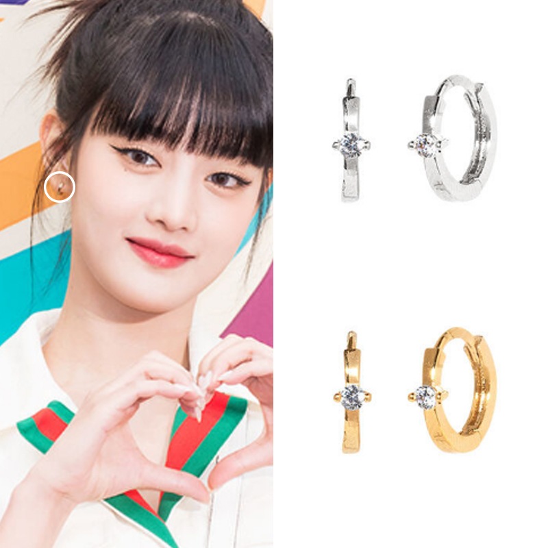 [女の子たちミンニ着用] シンプルなポイントリング 韓国人気女性アイドル着用イヤリング SNSで人気