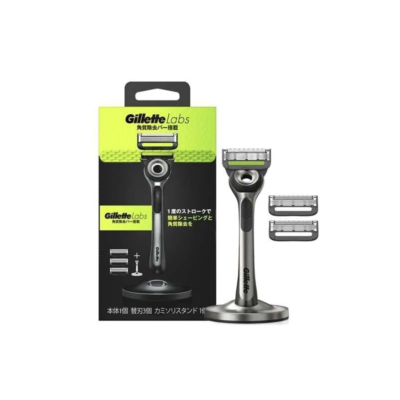 P&G ジレット Gillette Labs 角質除去バー搭載 カミソリスタンド付 本体+替刃3個 (1セット)/ ジレット