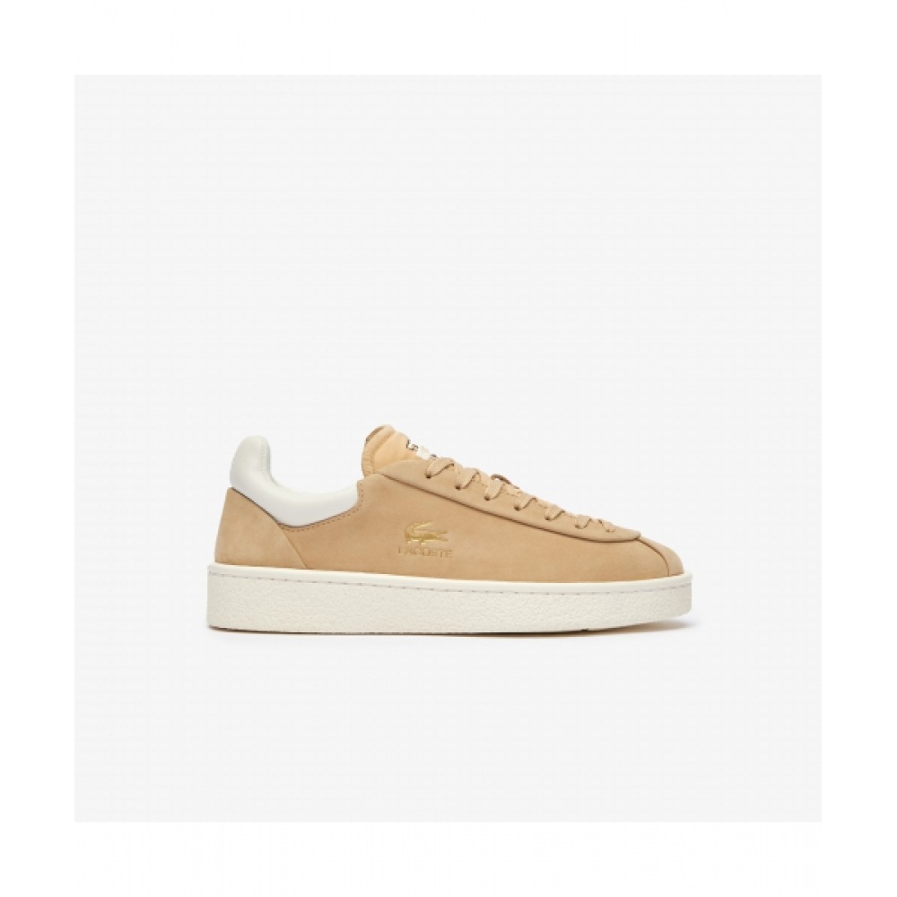 LACOSTE レディースベースショットプレミアムレザースニーカー [ブラウン]