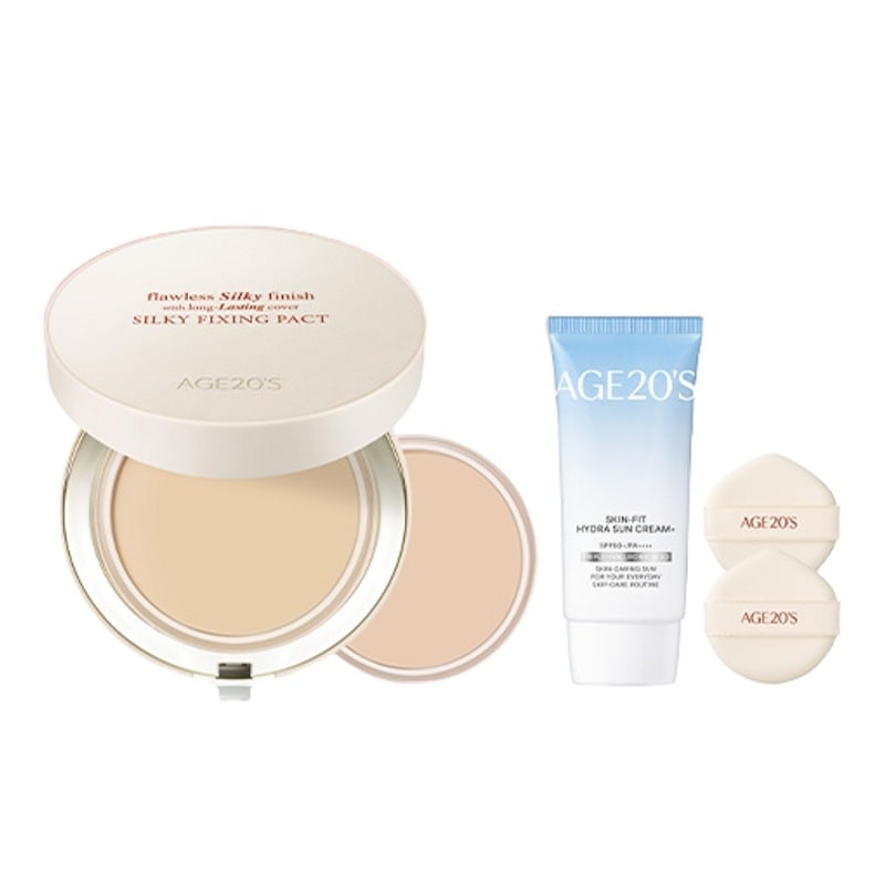 エイジツウェニスシルキーフィックスファクト14g本品+詰め替え+サンクリーム50ml 2種セット (SPF50+ PA++++)