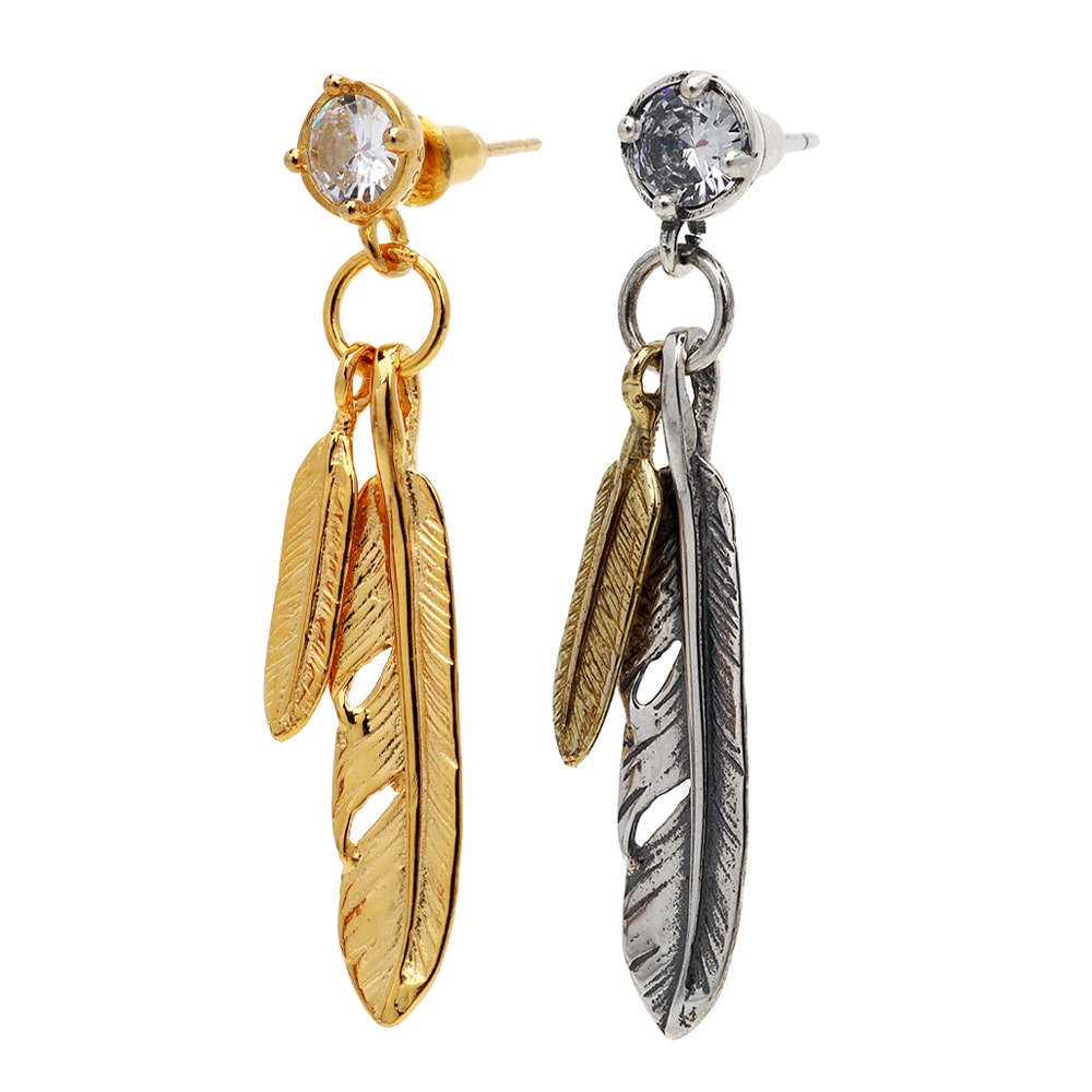 S925 ツインフェザーピアス [es347]