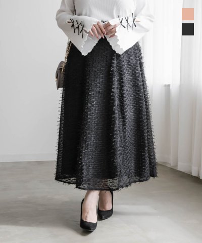 大きいサイズ レディース LL 3L 4L XL XXL XXXL CLETTEオリジナルフリンジフレアスカート