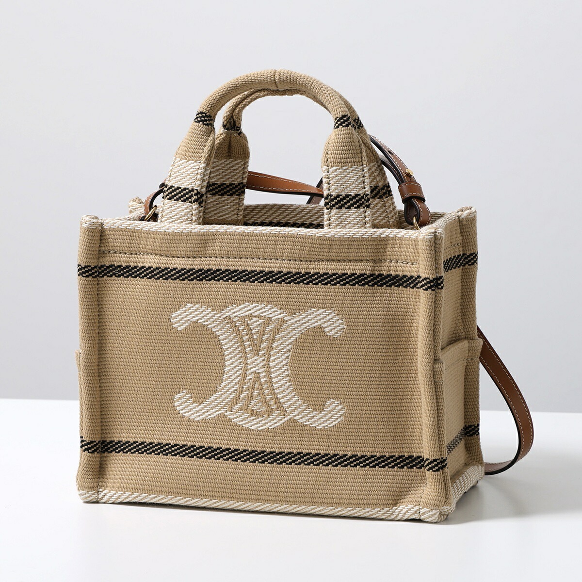 CELINE セリーヌ トートバッグ Small Cabas スモール カバ 199162FV2.02BL レディース トリオンフ ショルダーバッグ クロスボディ 鞄 Beige/Black