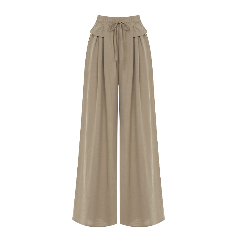 【注目】ストリングディテール ワイドキュロットパンツ