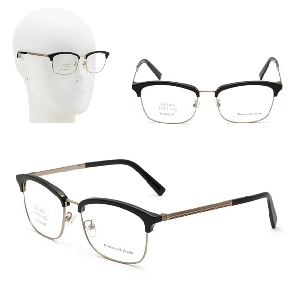 フレームのみ EZ5115-D/V 001 55 Ermenegildo Zegna メガネ 眼鏡 アジアンフィット ブラック