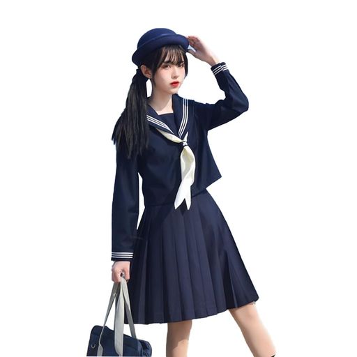 コスパ最高 即納 セーラー服 コスプレ 長袖 2XLサイズ 女子制服 膝丈 紺色 4点セット セーラー服 大きいサイズ 女子高生 可愛い服 学ラン ハロウィン仮装 スケバン 文化祭 学園祭 学生服 本