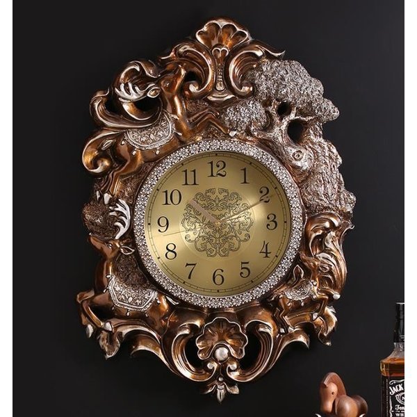 数量限定ヨーロピアンスタイル 居間 壁掛け時計 人格 別荘 時計 雰囲気 ミュート 世帯 クリエイティブ時計 レトロ トナカイ