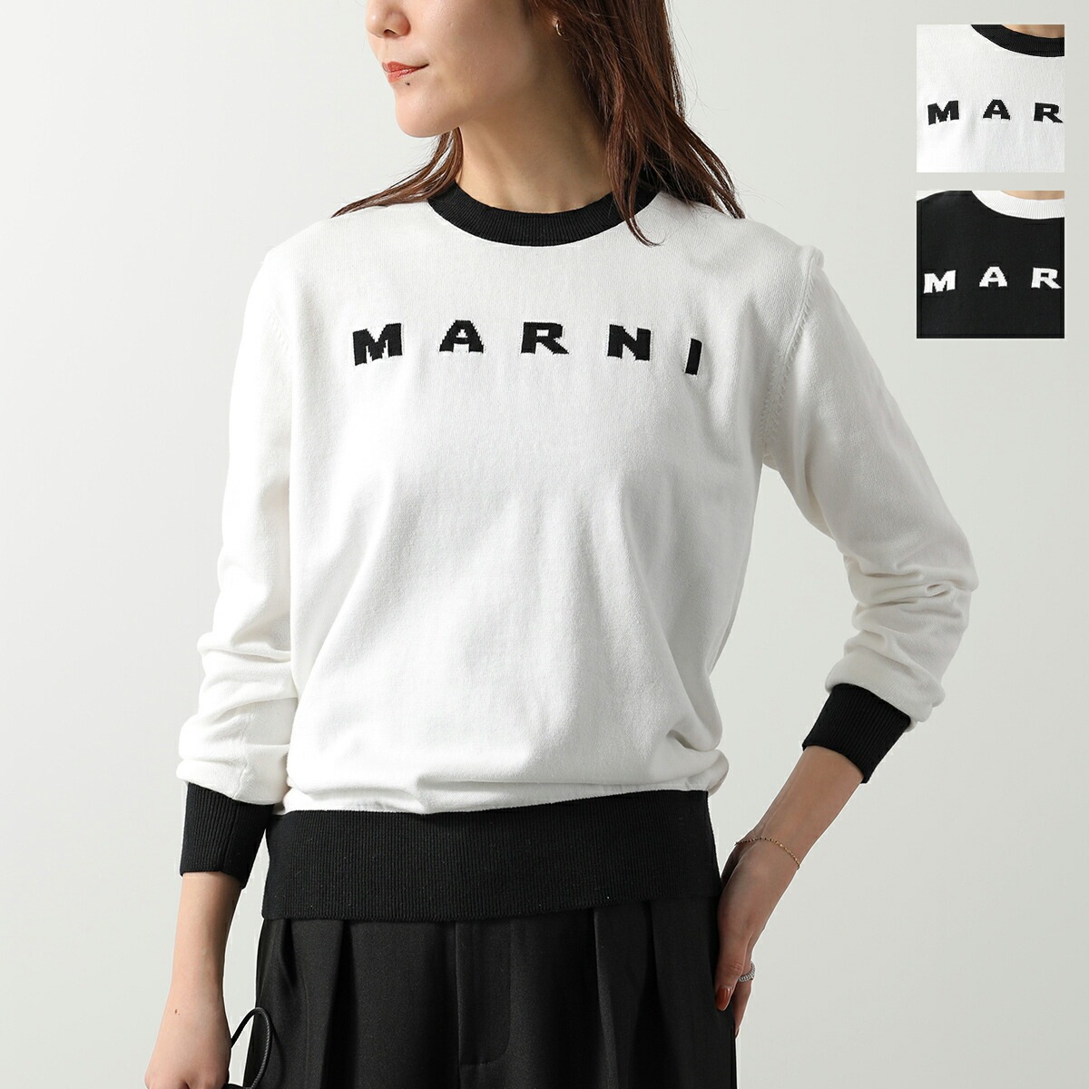 MARNI KIDS マルニ キッズ セーター M01815 M00X2 レディース ガールズ ニット 長袖 ロゴ コットン クルーネック カラー2色