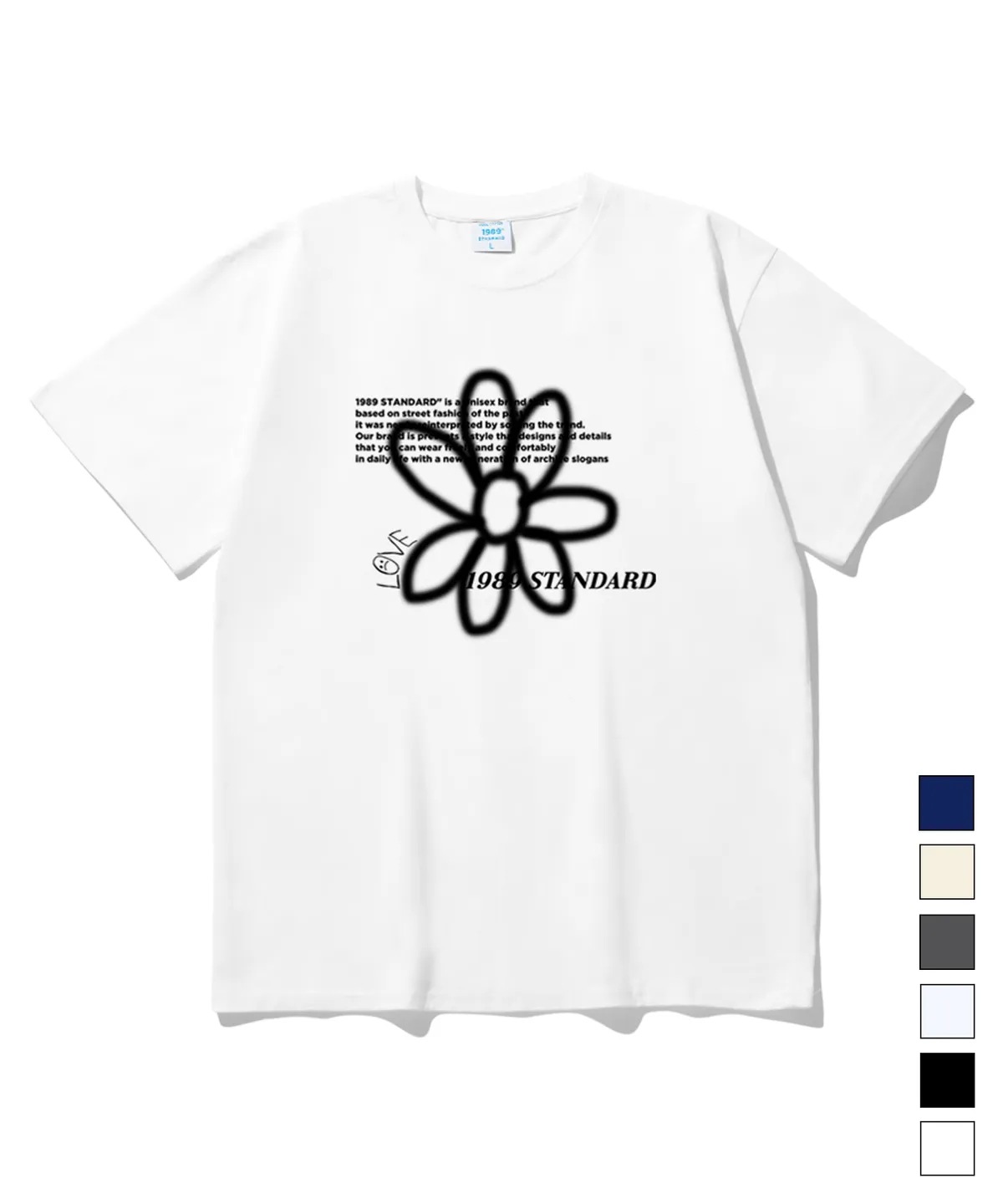 BW FLOWER クール コットン オーバーフィット 半袖(SISSTD-0034) S 半袖 Tシャツ 男女共用 6Color (SRSSTD-0004) 韓国の人気ファッションブランド