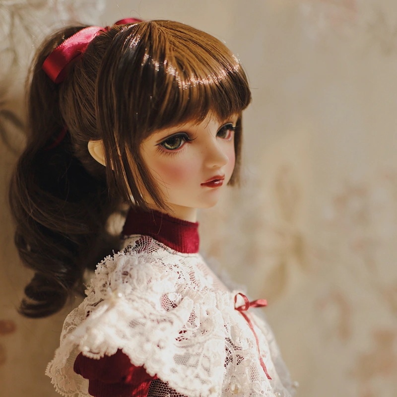 BJDドール用ウィッグ ポニーテール アレンジ ブラウン MSD/SD/YOSDサイズ人形用