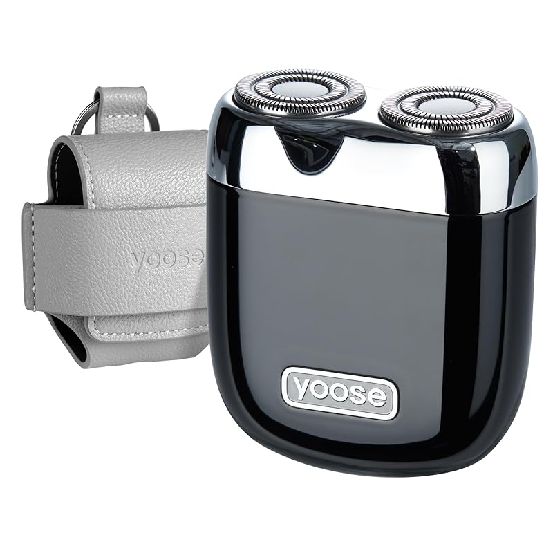 [2023新モデル]yoose メンズシェーバー ミニ 電気シェーバー 髭剃り 回転式 超小型 IPX7防水 合金ボディ 水洗い ロック機能付き コンパクト 日本語取扱説明書付 ビジネス 旅行 プレゼ